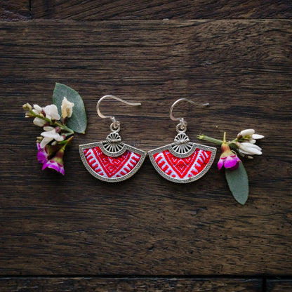 Red Yao Embroidered Earrings – Handmade | VIORI