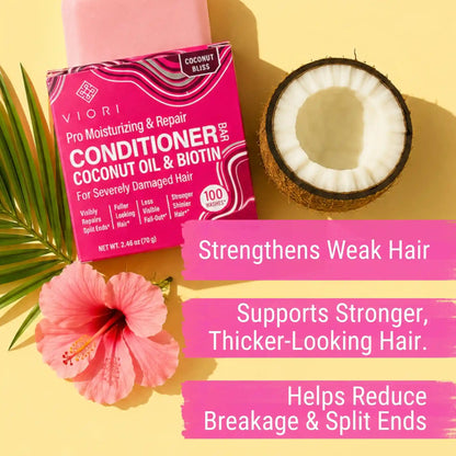 Coconut Oil Repair Conditioner Bar – Damaged Hair | VIORI