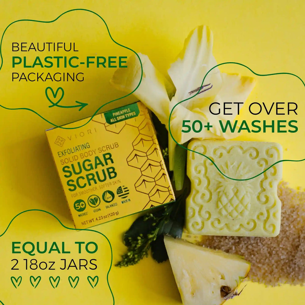 Pineapple Sugar Scrub Bar – Brightening | VIORI