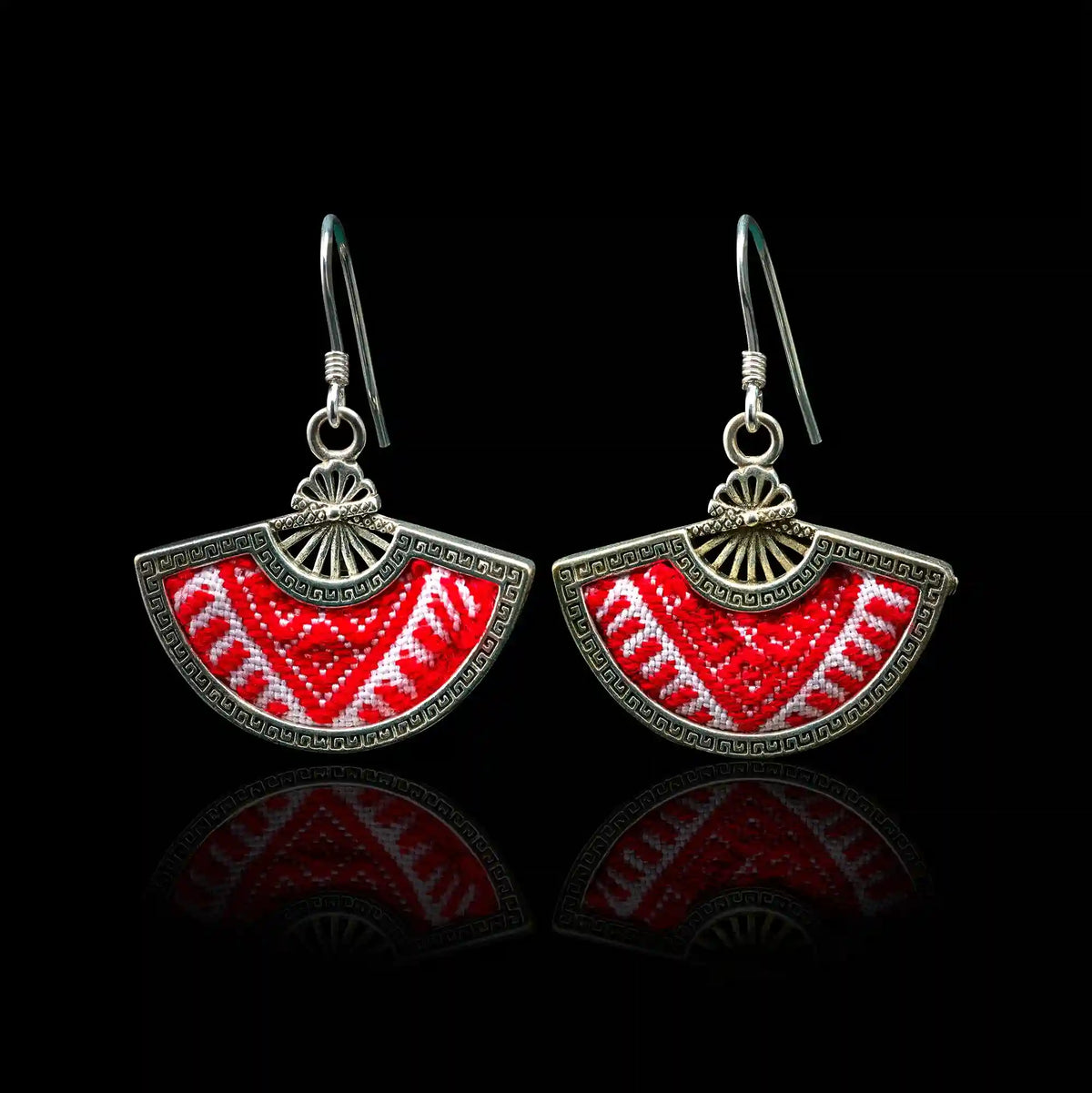Red Yao Embroidered Earrings – Handmade | VIORI
