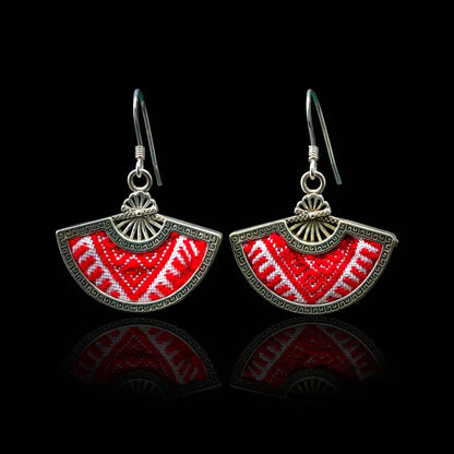 Red Yao Embroidered Earrings – Handmade | VIORI